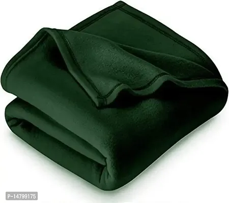 Neekshaa All Season Multipurpose Plain Fleece Polar Single Bed Light Weight Blanket, Color- Green (228 x 152 cm)-thumb0