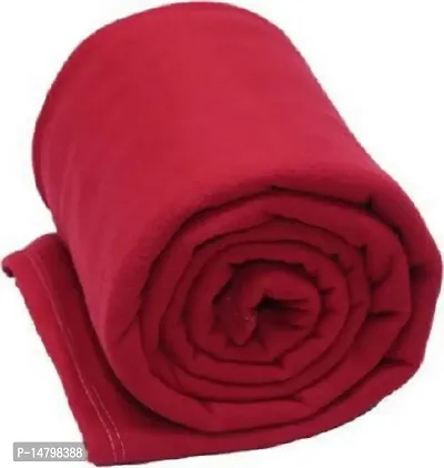 Neeshaa? All Season Solid/Plain Light Weight Polar Fleece Single Bed Blanket (152 x 228 cm, Red)