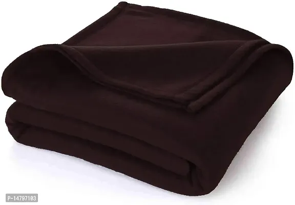 Neekshaa Single Bed Light Weight Polar Fleece Blanket||Warm Bedsheet for Light Winters,Summer/AC Blankets for Home- Brown (60*90 inches)-thumb0