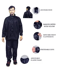 Neekshaa Men Rainwear Men Raincoat Set Coat with Pant Waterproof with Adjustable Hood Rainsuit Size-XXL (Blue)-thumb2