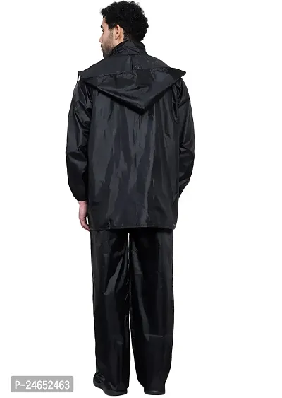 Neekshaa Raincoat for Men Waterproof Raincoat with Hood Raincoat for Men Bike Rain Suit Rain Jacket Suit with Storage Bag Size-M (Black)-thumb2