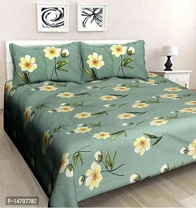 Neekshaa 220 TC Cotton Double Bed Printed Bedsheet with Two Pillow Covers_Size-90*90 inch (Flower Design)