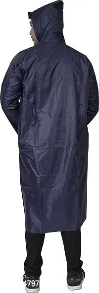 Men Solid Overcoat With Hoods And Side Pocket 100 Per Waterproof Raincoat-thumb2