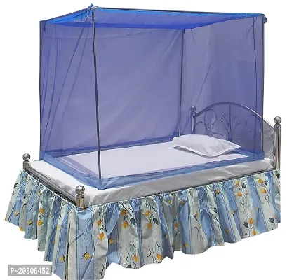 Neekshaa Mosquito Net for Single Bed Nylon Mosquito Net for Baby | Bedroom | Family_Size-6x3 FT_Color-Blue