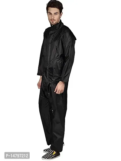 Neekshaa Water Resistant Semi-Nylon Rain Coat with Pant, Black  Blue-thumb0