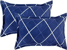 Neekshaa Elastic Fitted Cotton Double Printed Bedsheet with Two Pillow Covers_Size-72x78+8 inches (Dark Blue Design)-thumb2