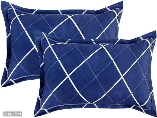 Neekshaa Elastic Fitted Cotton Double Printed Bedsheet with Two Pillow Covers_Size-72x78+8 inches (Dark Blue Design)-thumb3