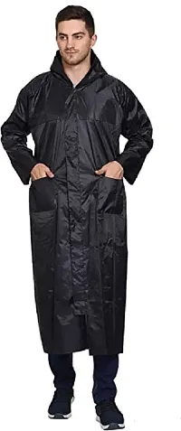 Neekshaa Men's Solid Raincoat/Overcoat with Hoods and Side Pockets, 100% Waterproof Raincoat-thumb1