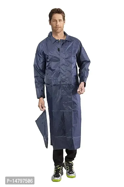 Neekshaa Men's Solid Raincoat/Overcoat with Hoods and Side Pocket 100% Waterproof Raincoat for Men