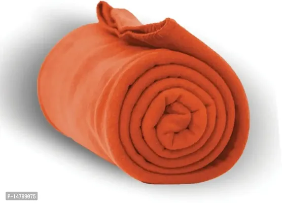 Neeshaa? Fleece Polar Single Bed Ac Blanket / Bedsheet for All Season, Color- Orange (228 x 152 cm)-thumb0