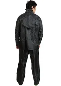 Neekshaa Men Raincoat with Adjustable Hood Waterproof semi Nylon Jacket  Pant with Carrying Pouch Size- XXL (Black)-thumb1