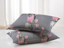 Neekshaa Elastic Fitted Cotton Double Printed Bedsheet with Two Pillow Covers_Size-72x78+8 inches (Pink Flower Design)-thumb2