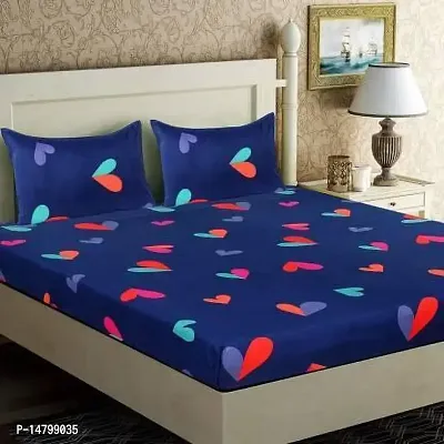 Neekshaa 230 TC Cotton Double Bed Printed Bedsheet with Two Pillow Covers_Size-90*90 inch (Blue Print Design)