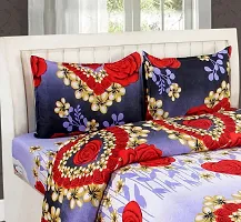 Neekshaa 3D Polycotton Double Bed bedsheet with Two Pillow Cover_Size-90 * 90 inch (Valentine Design)-thumb1