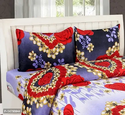 Neekshaa 3D Polycotton Double Bed bedsheet with Two Pillow Cover_Size-90 * 90 inch (Valentine Design)-thumb2