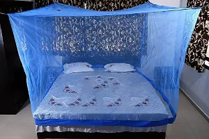 Neekshaa Combo Pack Mosquito Net for Double Bed Polyester Mosquito Net for Baby | Bedroom | Family_Size-6x6 FT_Color-Blue-thumb1