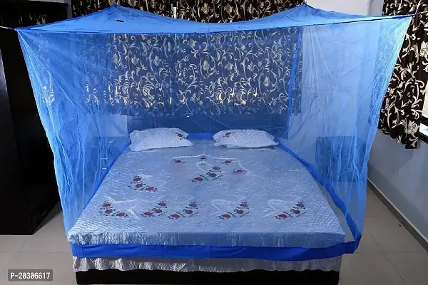 Neekshaa Combo Pack Mosquito Net for Double Bed Polyester Mosquito Net for Baby | Bedroom | Family_Size-6x6 FT_Color-Blue-thumb2