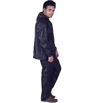 Neekshaa Men's  Women's Raincoat, Rainwear, Barsaati, Rainsuit with Hood, Side Pocket 100% Waterproof Portable Rain Suit-Black  Blue-thumb1