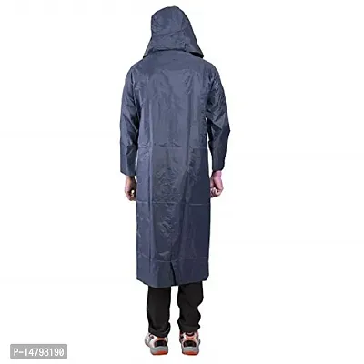 Neekshaa Men's Solid Rain Coat/Overcoat with Hoods and Side Pockets, 100% Waterproof Raincoat for Men-thumb3