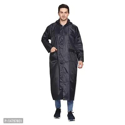 Neekshaa Men's Solid Raincoat/Overcoat with Hoods and Side Pockets, 100% Waterproof Raincoat-thumb0
