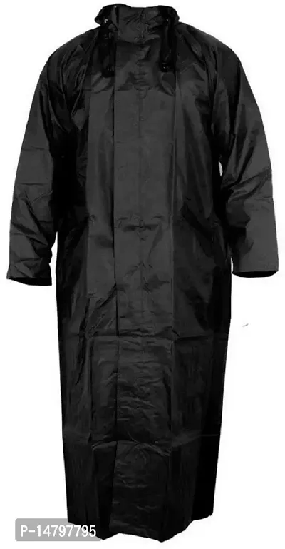 Neekshaa Men's Solid Rain Coat/Overcoat with Hoods and Side Pocket 100% Waterproof Raincoat for Men