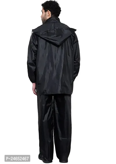 Neekshaa Raincoat for Men Waterproof Raincoat with Hood Raincoat for Men Bike Rain Suit Rain Jacket Suit with Storage Bag Size-XXL (Black)-thumb2
