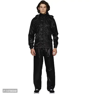 Neekshaa Unisex Rain Suit With Hood and Carry Bag (Raincoat for Women and Men_Black  Blue)-thumb0