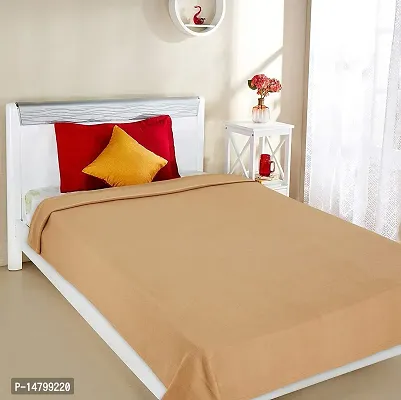 Neekshaa All Season Multipurpose Plain Polar Fleece Single Bed Light Weight Blanket, Color- Cream (228 x 152 cm)-thumb0