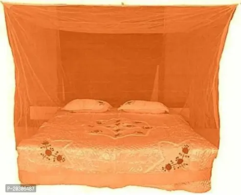 Neekshaa Mosquito Net for Double Bed Nylon Mosquito Net for Baby | Bedroom | Family_Size-6x6 FT_Color-Orange-thumb0