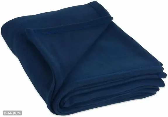 Neekshaa All Season Plain/Solid Light Weight Polar Fleece Single Bed Blanket (152 x 228 cm, Blue)-thumb0