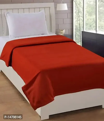 Neekshaa Soft  Warm Single Bed Plain Polar Fleece Blanket, Size- 60*90 inch (Colour: Red)-thumb0