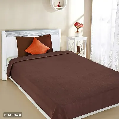 Neekshaa All Season Multipurpose Plain Polar Fleece Single Bed Light Weight Blanket, Color- Brown (228 x 152 cm)-thumb0
