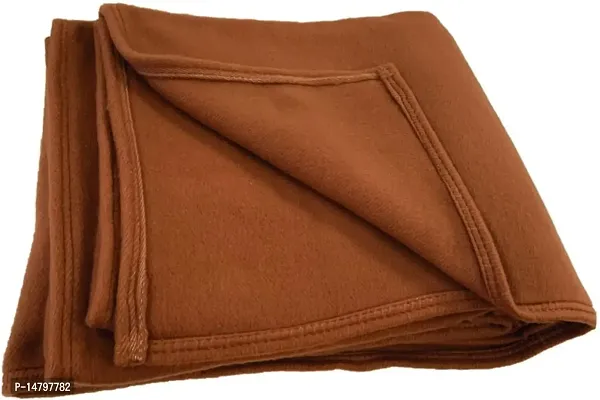 Neekshaa All Season Multipurpose Plain Fleece Polar Single Bed Light Weight Blanket, Color- Brown (228 x 152 cm)-thumb0