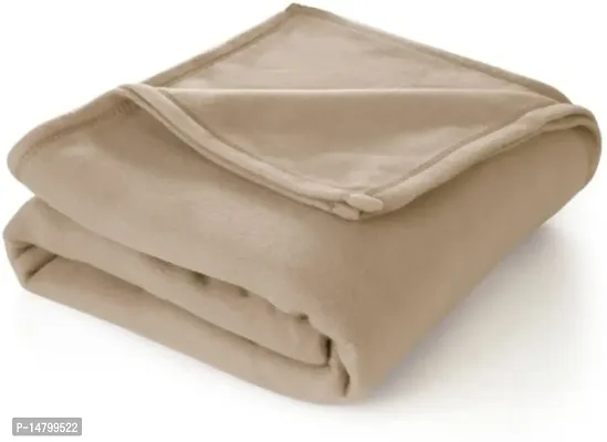 Neekshaa All Season Multipurpose Plain Fleece Polar Single Bed Light Weight Blanket, Color- Cream (228 x 152 cm)-thumb0