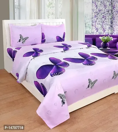 Neekshaa 3D Polycotton Double Bed bedsheet with Two Pillow Cover_Size-90 * 90 inch (Butterfly Design)