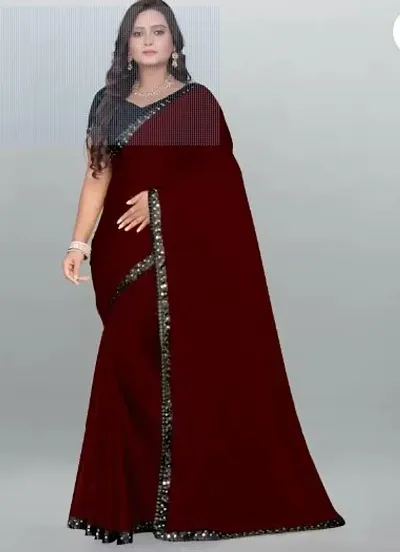 Classic Lycra Lace Work Sarees with Blouse piece