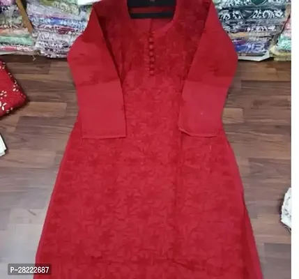 Stylish Red Cotton Stitched For Women-thumb0