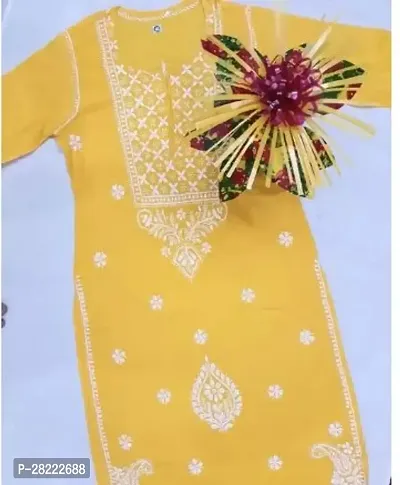 Stylish Yellow Cotton Stitched For Women-thumb0