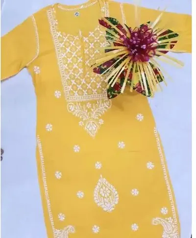 Stylish Yellow Cotton Stitched For Women