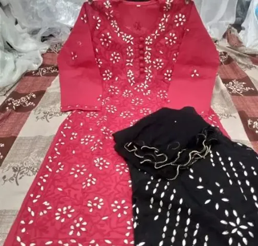 Stylish Rayon Embroidered Kurta Bottom Dupatta Set