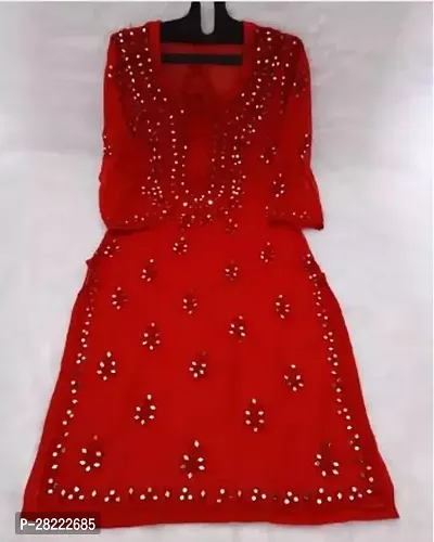 Stylish Red Georgette Stitched For Women-thumb0
