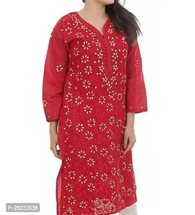 Stylish Red Cotton Stitched For Women-thumb0