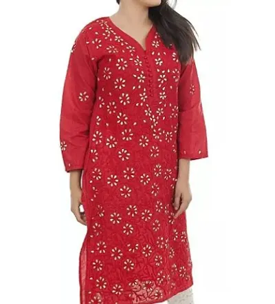 Stylish Red Cotton Stitched For Women