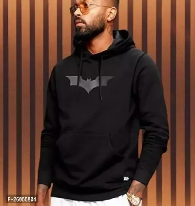 Stylish Fancy Black Cotton Blend Hoodies For Men-thumb0