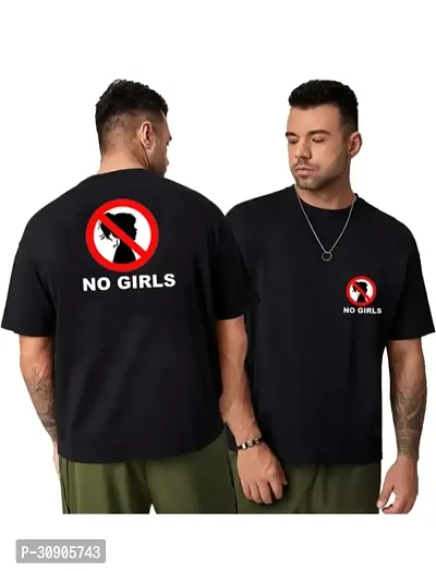 Men Printed Cotton Blend No Girls Tshirt-thumb0