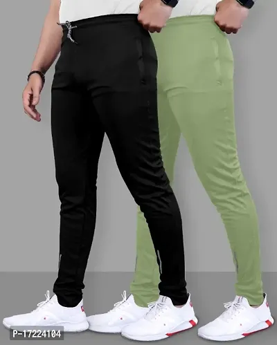 Combo Pack of 2 Polyester Solid Track Pants for Men,-thumb0