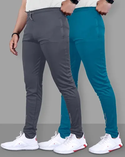 Comfortable Polyester Regular Track Pants For Men 