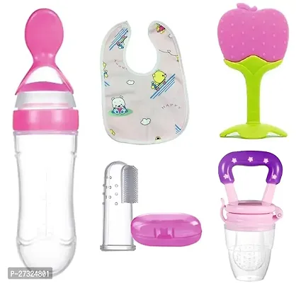 JAISVIK Baby fruit feeder with teether, nibbler, finger brush  baby bib for feeding Teether and Feeder in multicolor