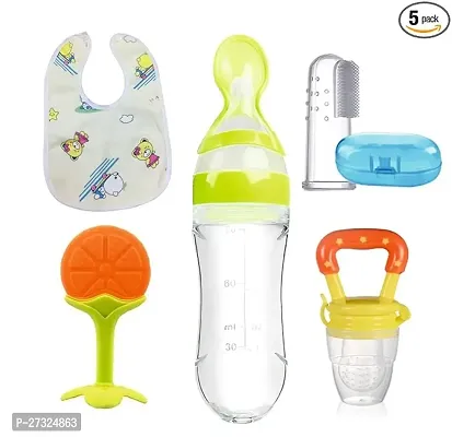 JAISVIK Baby fruit feeder with teether, nibbler, finger brush  baby bib for feeding Teether and Feeder in multicolor