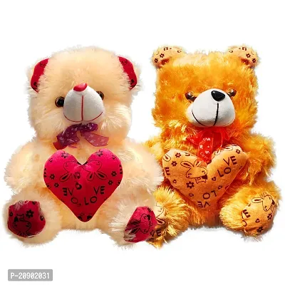 Cream and Brown  Teddy Bear  with Heart (13Inch) Setnbsp;ofnbsp;2-thumb0